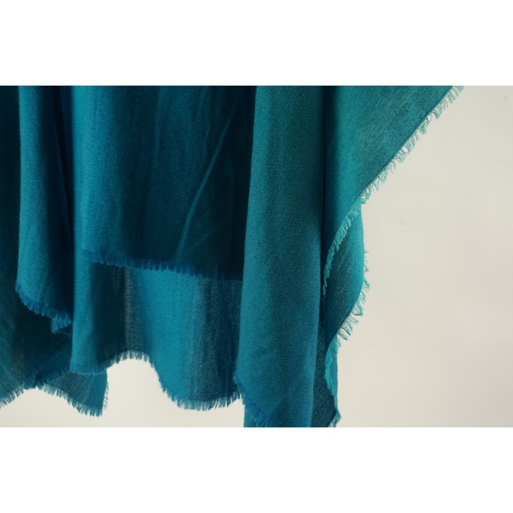 Eileen Fisher Wool & Silk Ombre Dip Dye Ruana Women's One Size Blue Raw Edge - Picture 4 of 9